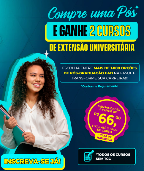 A Maior Campanha Educacional do Brasil - Faça 01 PÓS-GRADUAÇÃO E GANHE +2 Cursos de Pós Grátis + 7 Cursos de Extensão
